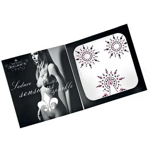Пестіс з кристалів Petits Joujoux Gloria set of 3 Black/Pink украшение на грудь и вульву One size - фото 2