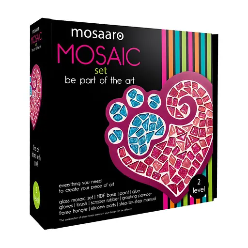 Набір для творчості скляна мозаїка Лапа з серцем Mosaaro MA2032, 2 рівень - фото 1