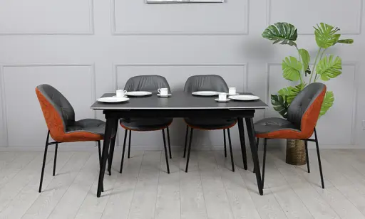 Стол Люкс черный мат 1400/2000х900х760 черные ноги - фото 12