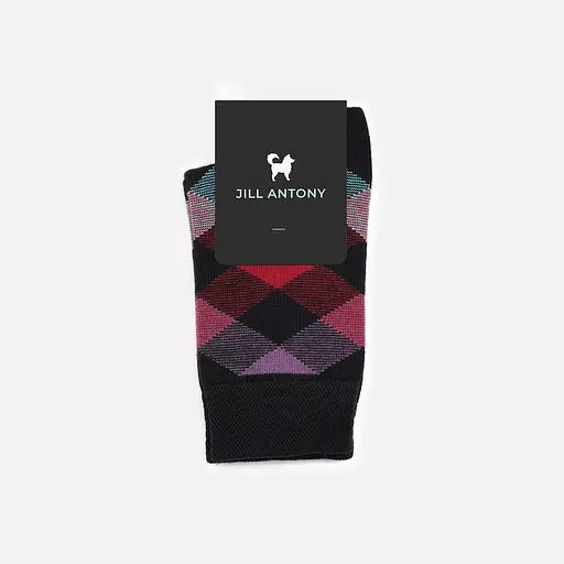 Шкарпетки з принтом ромби високі безшовні якісні ORGANIC cotton JILL ANTONY 42-43, Чорний - фото 3