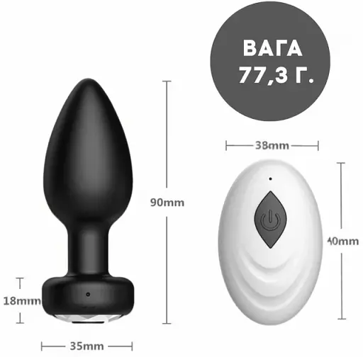 Анальная пробка I’MCUM Black Diamond с пультом управления 10 режимов вибрации Черная (7970379617696) (IM-BDiamond_black) - фото 7