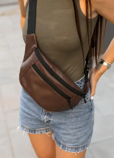 Женская сумка на пояс бананка Sambag Tirso Max шоколадная 38×17×6 см (80341020) - фото 4