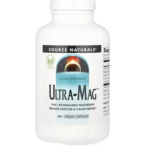 Комплекс магнию Source Naturals Ultra-Mag, 360 вегакапсул з п'яти форм