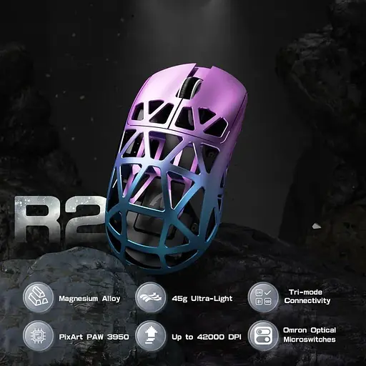 Мышь Attack Shark R2 Magnesium Alloy 8K Purple (AS-6972792470375-P) - фото 8
