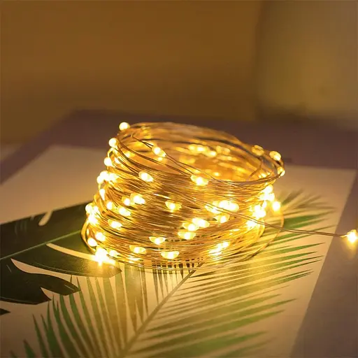Новогодняя гирлянда роса Brille на батарейках 100 LED 10 м теплый белый 1978-07