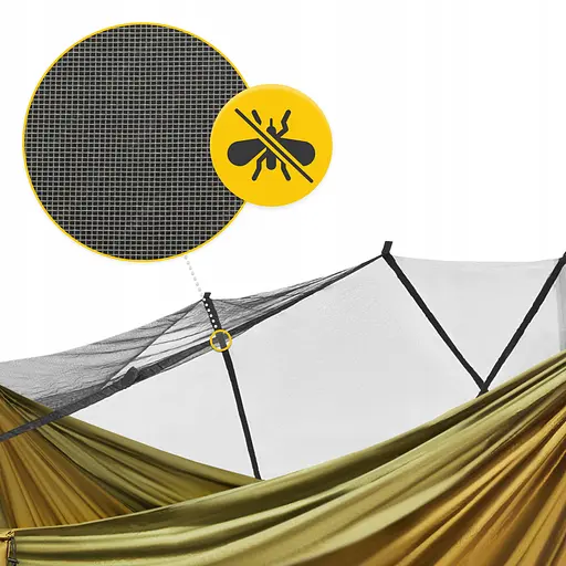 Туристический гамак Mountain Goat 300 x 200 см с москитной сеткой, двухместный, подвесной Olive (P-5905973403146) - фото 6