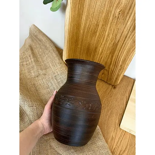 Глек 2 літри керамічний (глиняний) різьблений без ручки декор - фото 3