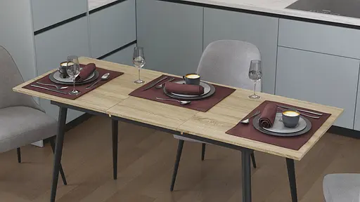 Стіл кухонний розкладний Данді на конусних ногах Ferrum-decor 75x120(160)x60 Чорний метал ДСП Дуб Сонома 16 мм (FRD-106772)