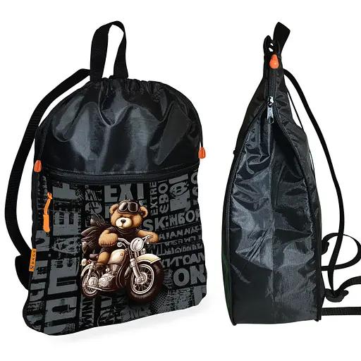 Рюкзак-мішок для взуття, спортивної форми Ведмедик Тедді дитяча сумка для змінки з розширювачем (01340)