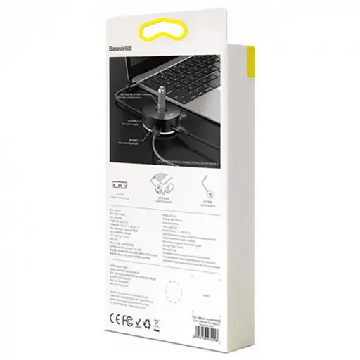 Usb-хаб Baseus Round Box Usb to Usb 3.0 + 3 Usb 2.0 черный (CAHub-F01) - фото 2