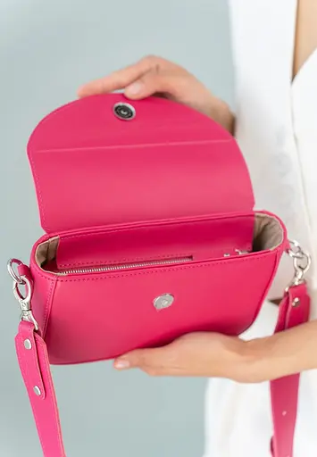 Жіноча шкіряна сумка Molly фуксія - фото 4