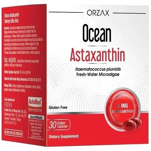 Астаксантин Orzax Ocean Astaxanthin, 30 капсул для поддержки глаз, кожи