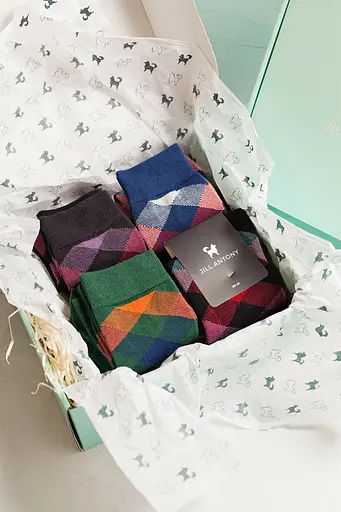 Набір шкарпеток у коробці з ромбовим принтом високі безшовні повітропроникні якісні ORGANIC cotton JILL ANTONY 39-41, 12 - фото 1