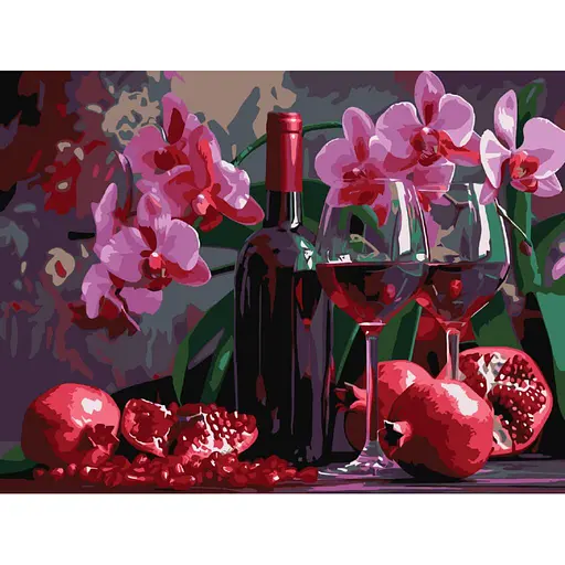 Набір для розпису по номерах Вино та орхідеї, 30x40 см, КНО5696