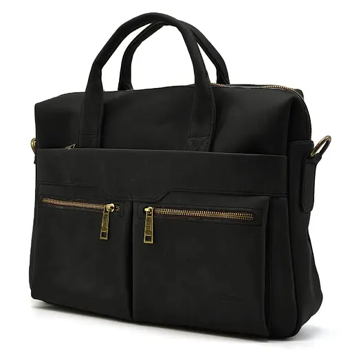Чоловіча чорна шкіряна сумка для ноутбука TARWA 39.5х29.5х8 см sum0028412 - фото 5