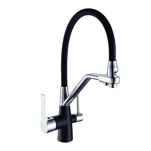 Змішувач для кухні на дві води Frap F4374-2 чорний/хром Чорний матовий - фото 1