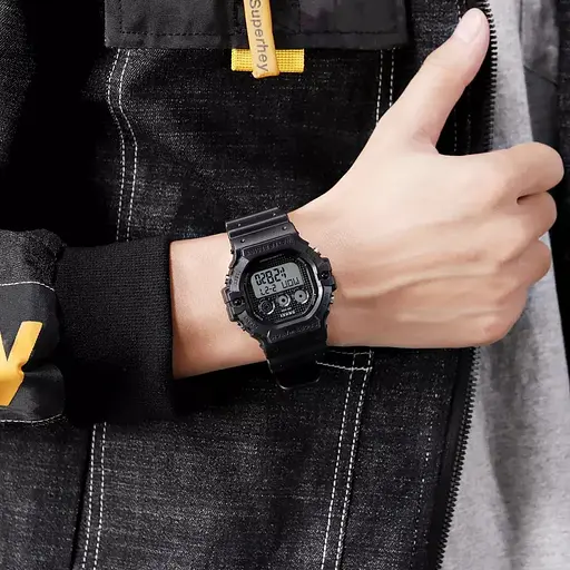 Спортивний чоловічий годинник Skmei 1606 (Чорний з білим) - фото 7