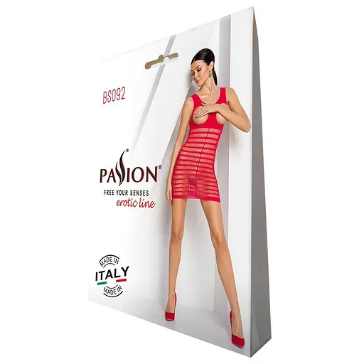 Бодистокинг-платье с открытой грудью Passion BS092 red One size - фото 4