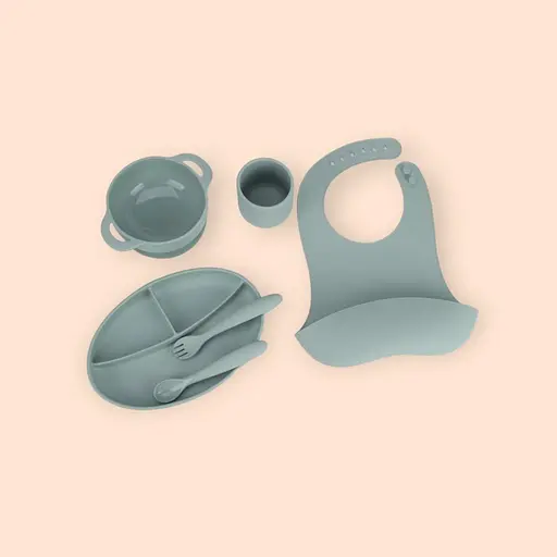 Набор силиконовой посуды для прикорма детей, 6 предметов, mint - фото 1