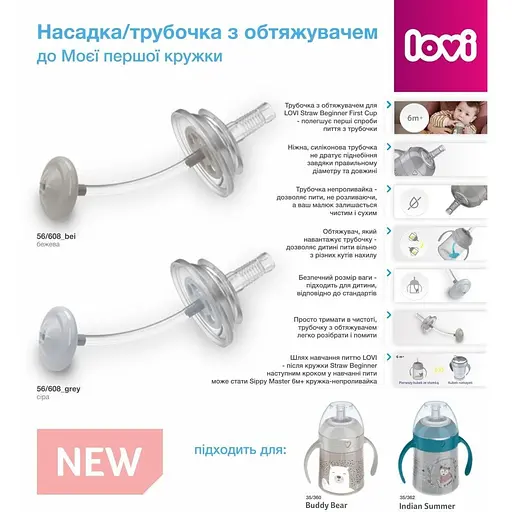 Насадка-трубочка с утяжелителем LOVI к Моей первой кружке бежевая (56/608_bei) - фото 2