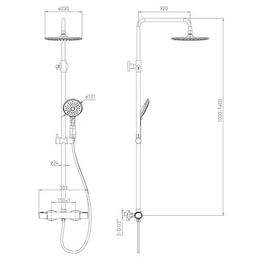Душова система Volle Cromo Sistema 1580.090101, Хром - фото 2