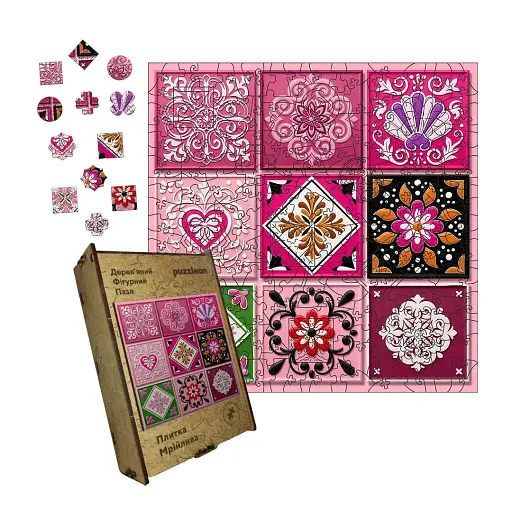 Деревянный пазл Плитка Мечтательная, А5, Деревянная коробка 35 элементов