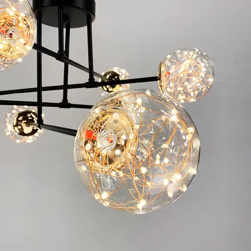 Черная LED люстра на 8 прозрачных плафонов со встроенными светодиодами Line.F K 26/8 BK - фото 5