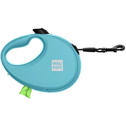 Повідець-рулетка для собак Waudog R-leash з контейнером для пакетів, світловідбивна стрічка, S, до 12 кг, 3 м, блакитний - фото 2