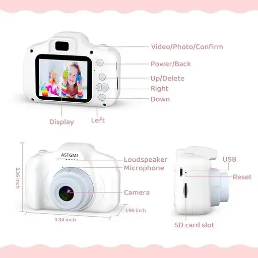 Детская камера с функцией защиты от падения дисплей 2.0", 1080p HD - фото 4