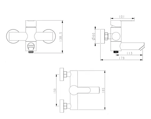 Смеситель для ванны Brinex Pure 006 Nickel BRIPUR006NKL - фото 7