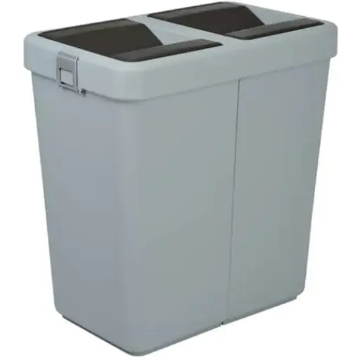 Мусорное ведро Motek на 40 л + 40 л с поворотной крышкой 55х35.5х59 см Серый (COB-414)  - фото 1