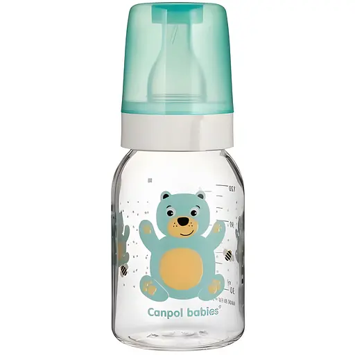 Тритановая бутылочка Canpol babies Веселые зверьки Мишка 120 мл бирюзовый (11/851)