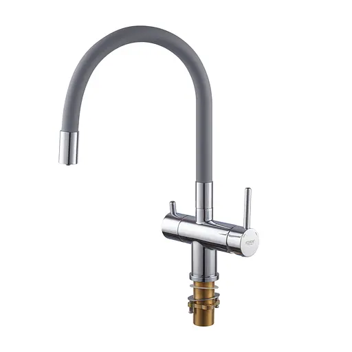 Змішувач для кухні на дві води з гнучким виливом Koer KB-72002-01 KR3383 Хром - фото 3