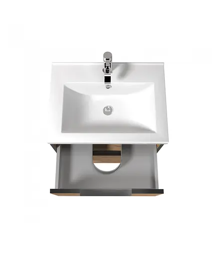 Тумба Мойдодир Line Craft 60 з умивальником Cosmo 60 дуб крафт/Чорний - фото 5