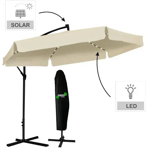 Садовый зонт GardenLine GAO1503 Banana с LED подсветкой Beige [144770] - фото 9