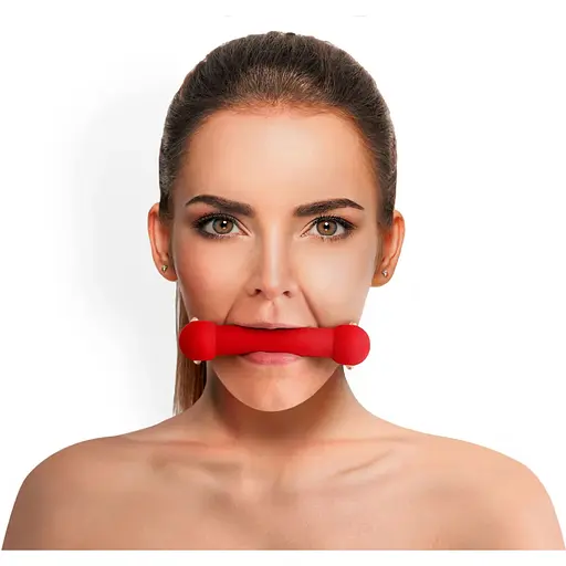 Кляп Art of Sex - Gag Stick Silicon Палиця, силікон та натуральна шкіра, Червоний - фото 2