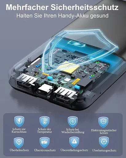 Повербанк 10000 мАч, USB-C Вход и выход с кабелем, функция быстрой зарядки - фото 7