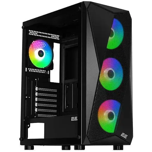Корпус 2E Gaming Aruba (G3313B), черный, без БП, Mid Tower, для ATX/Micro ATX/Mini ITX, 1xUSB 3.0/2xUSB 2.0, макс. CPU – 165 - фото 1