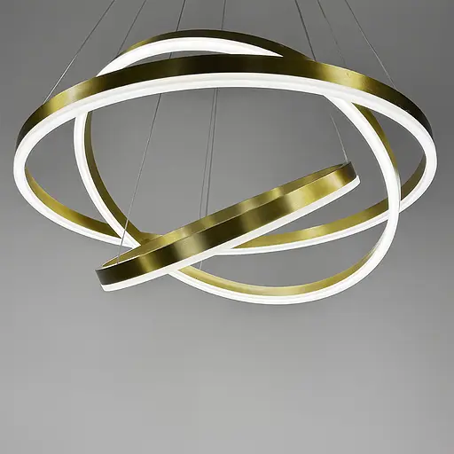 Подвесная люстра в латунном корпусе на три кольца 60, 50 и 40 см Ст. MJ 93-600+500+400 AB | Line F - фото 4