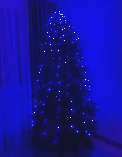Светодиодная гирлянда нить капля росы 4.5м 50led батарейки Blue - фото 3