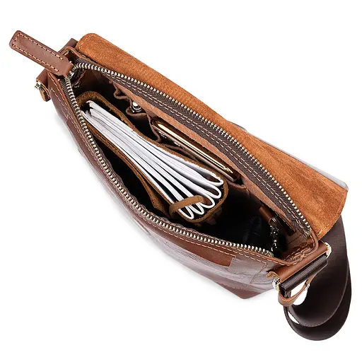 Кожаная мужская сумка через плечо GRANDE PELLE 24х24х5 см sum0015581 - фото 5