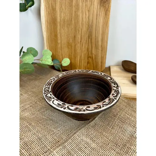 Миска для галушок керамічна (глиняна) різьблена Ангоб 700 мл - фото 2