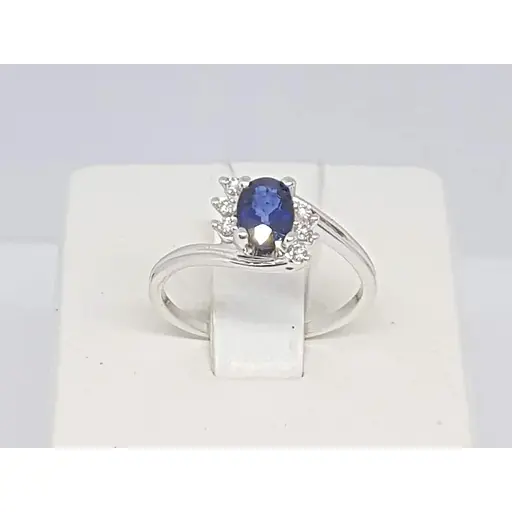 Золотое кольцо Гелиос с бриллиантами и сапфиром. Артикул 55062626BS332 17,5 - фото 4