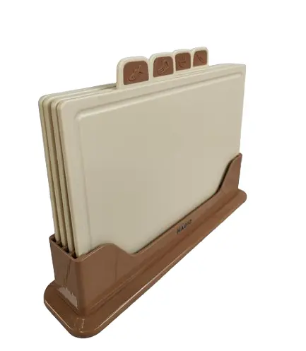 Набір обробних дощок Magio MG-1255B на підставці щільні 5 предметів Бежевий - фото 4