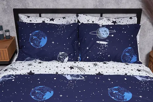 Комплект постільної білизни Moon&Star Ranforce Elite Cosmos сімейний 2х160х220 см наволочки 2х50х70 см - фото 2