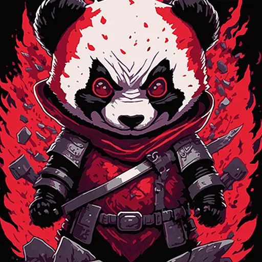 Набор для росписи Strateg Панда-ниндзя в зловещем стиле на черном фоне 40х40 см (AV4040-52) - фото 1