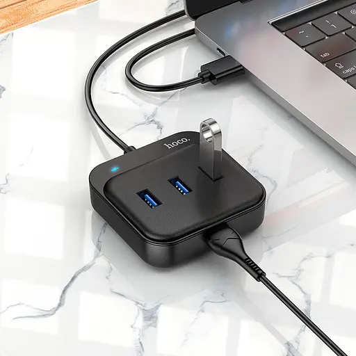 Разветвитель адаптер хаб Hoco HB31 Easy 4-in-1 converter (Usb to Usb3.0x4) кабель 120 см - фото 7