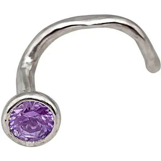 Серебряная серьга-пирсинг в нос. 1023.4С Аметистовый - фото 1