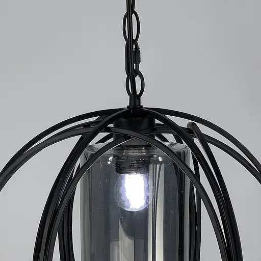 Підвіс Лофт у чорному корпусі форми плетеної сфери Line.F Колір плафона Графітовий - фото 2