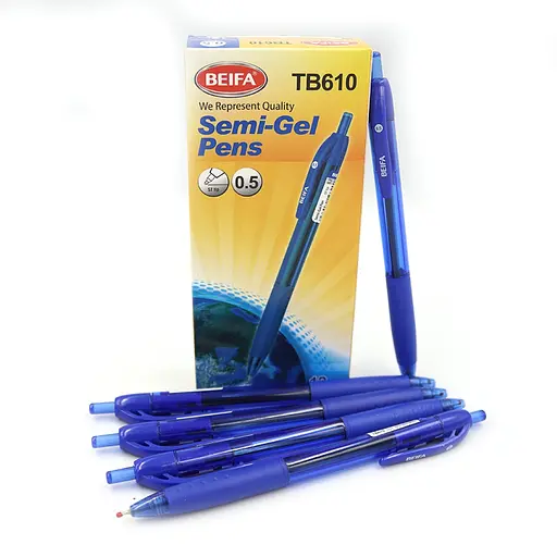 Ручка автоматическая масляная Beifa, 0.5 мм, синяя, 12 шт.